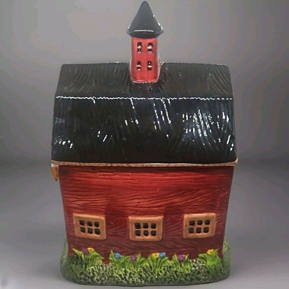 Sakura China Kimble Ceramic Red Barn Schoolhouse Cookie Jar Hand-Painted! - Picture 4 of 8